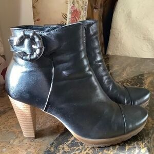 COPY - WOMAN SHEARLING FULLY LINED HEELED BLACK LEATHER ZIPPER ANKLE BOOTS EU 3…